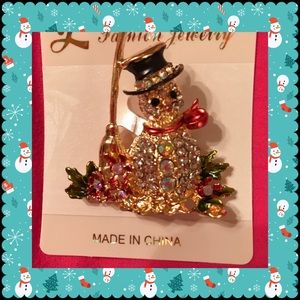 Jeweled Snowman Brooch.